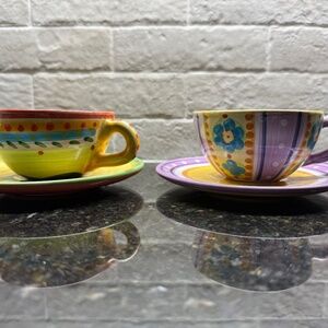 2 sets Festin Coquin Création Handmade Ceramic Cup & Saucer – Made in France